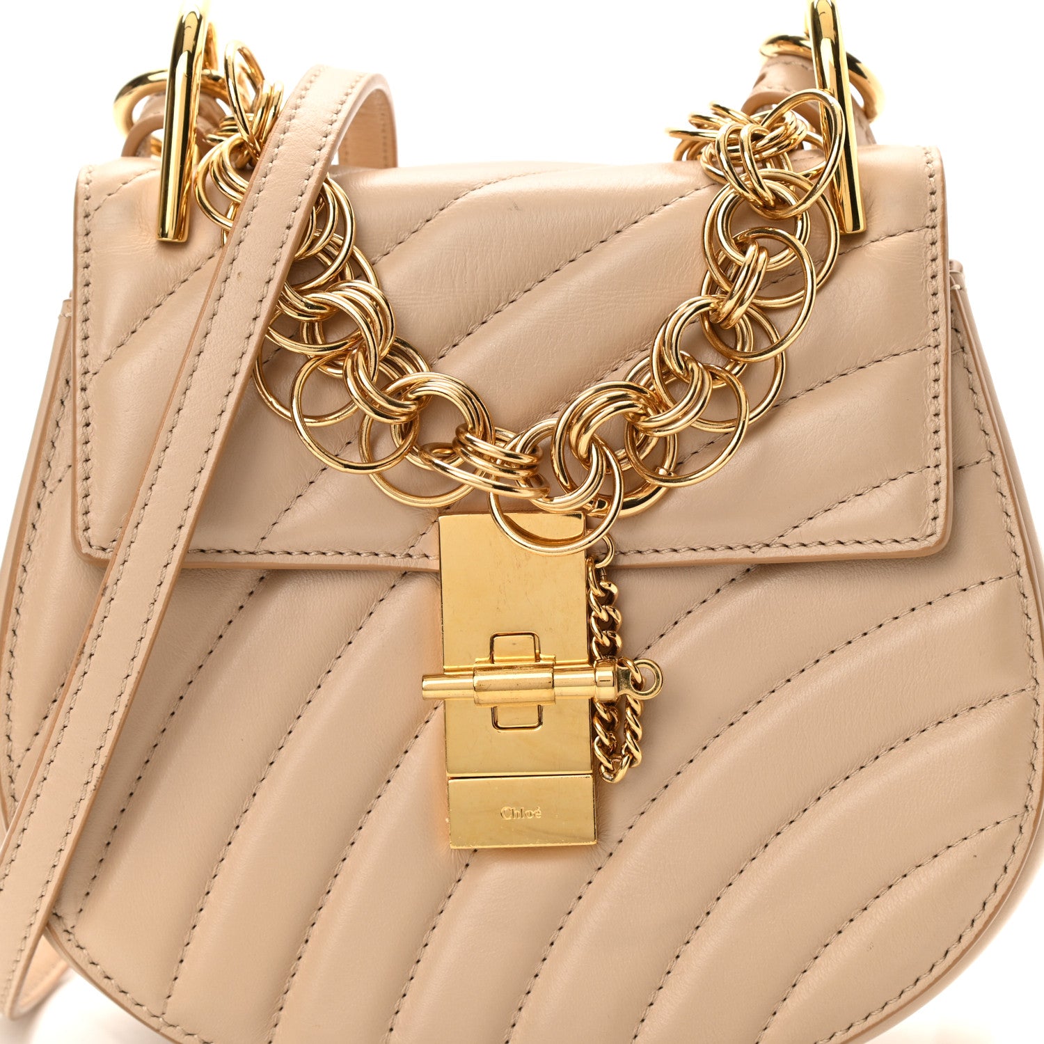 Chloe Calfskin Quilted Mini Drew Bijou Shoulder Bag Pearl Beige 6 of 9