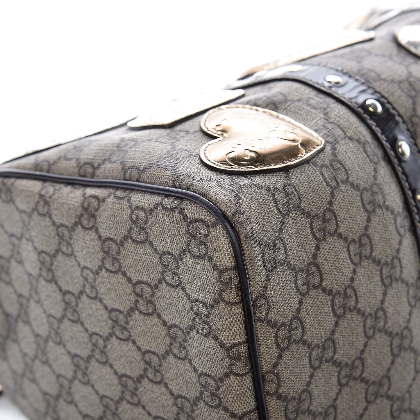 Monogram Guccissima Hearts Studded Medium Joy Boston Dark Brown