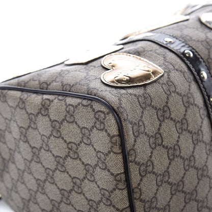 Gucci Monogram Guccissima Hearts Studded Medium Joy Boston Dark Brown 21 of 26