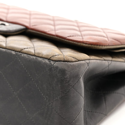 Chanel Lambskin Quilted Jumbo Tri-Color Double Flap Burgundy 10 of 22