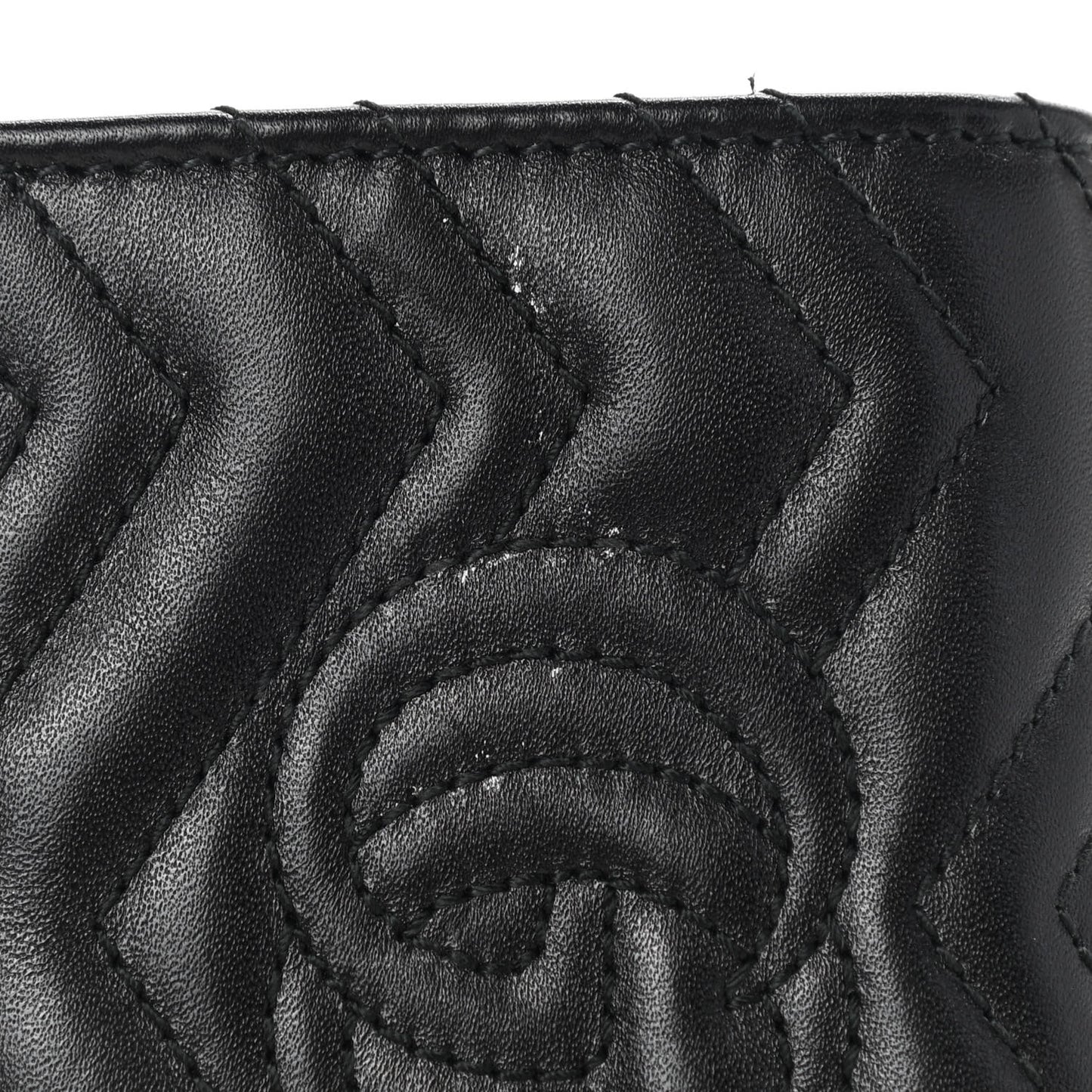 Calfskin Matelasse GG Marmont Card Case Wallet Black