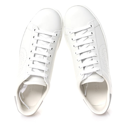 Gucci Calfskin Interlocking G Perforated Womens Ace Sneakers 37 White Grey Sky 2 of 8