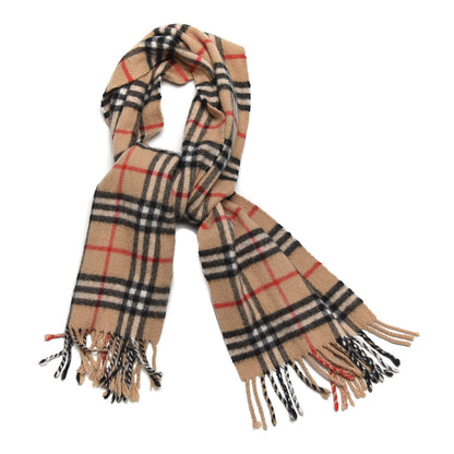 Burberry Cashmere House Check Fringe Scarf Camel 1 of 4