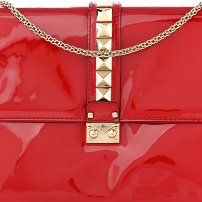 Valentino Garavani Patent Large Glam Lock Rockstud Flap Red 8 of 12