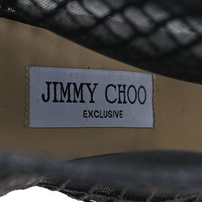 Jimmy Choo Glitter Checker Board Mesh Crystal Embellished Bing 100 Boots 37.5 Black 7 of 7
