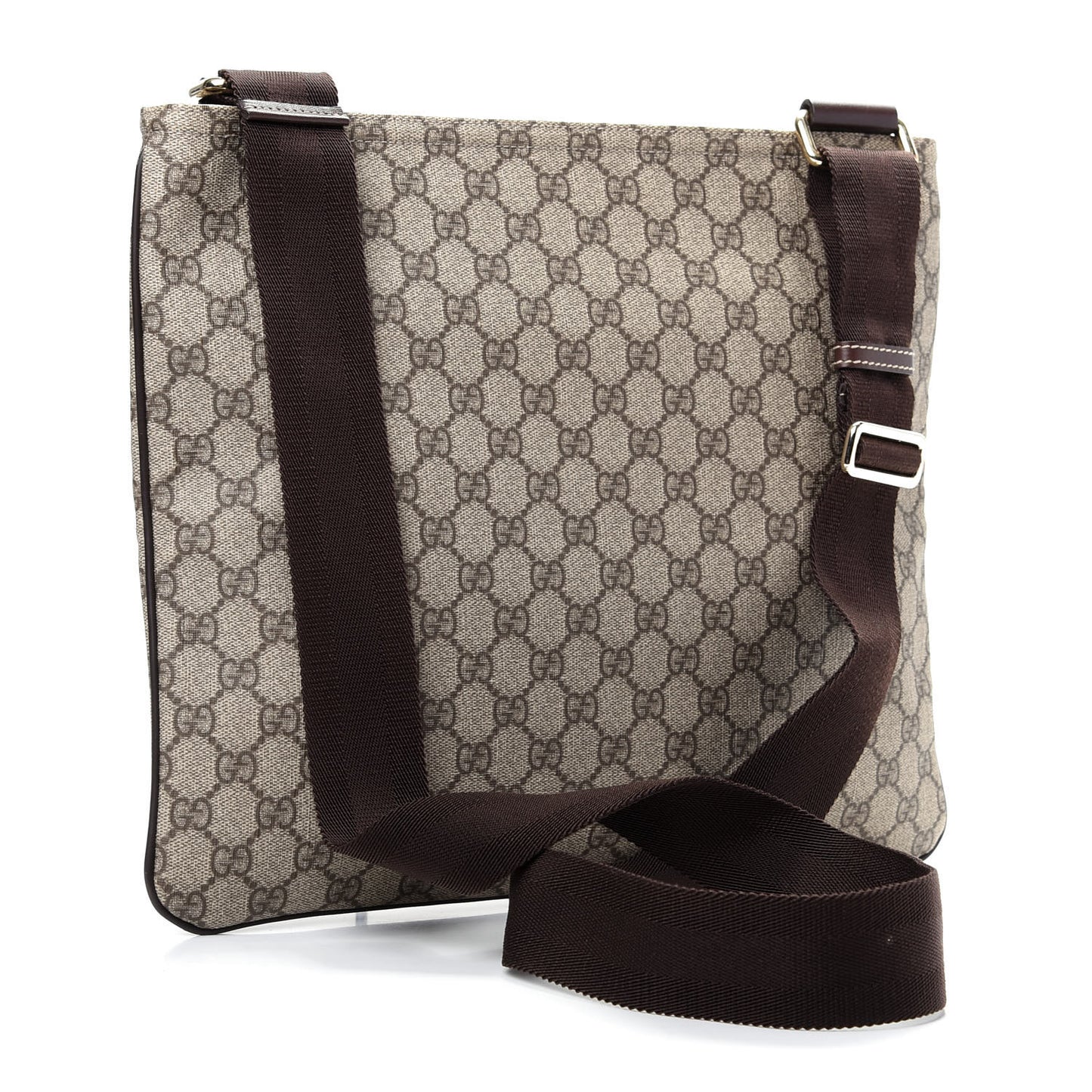 GG Supreme Monogram Medium Flat Messenger Bag Dark Brown