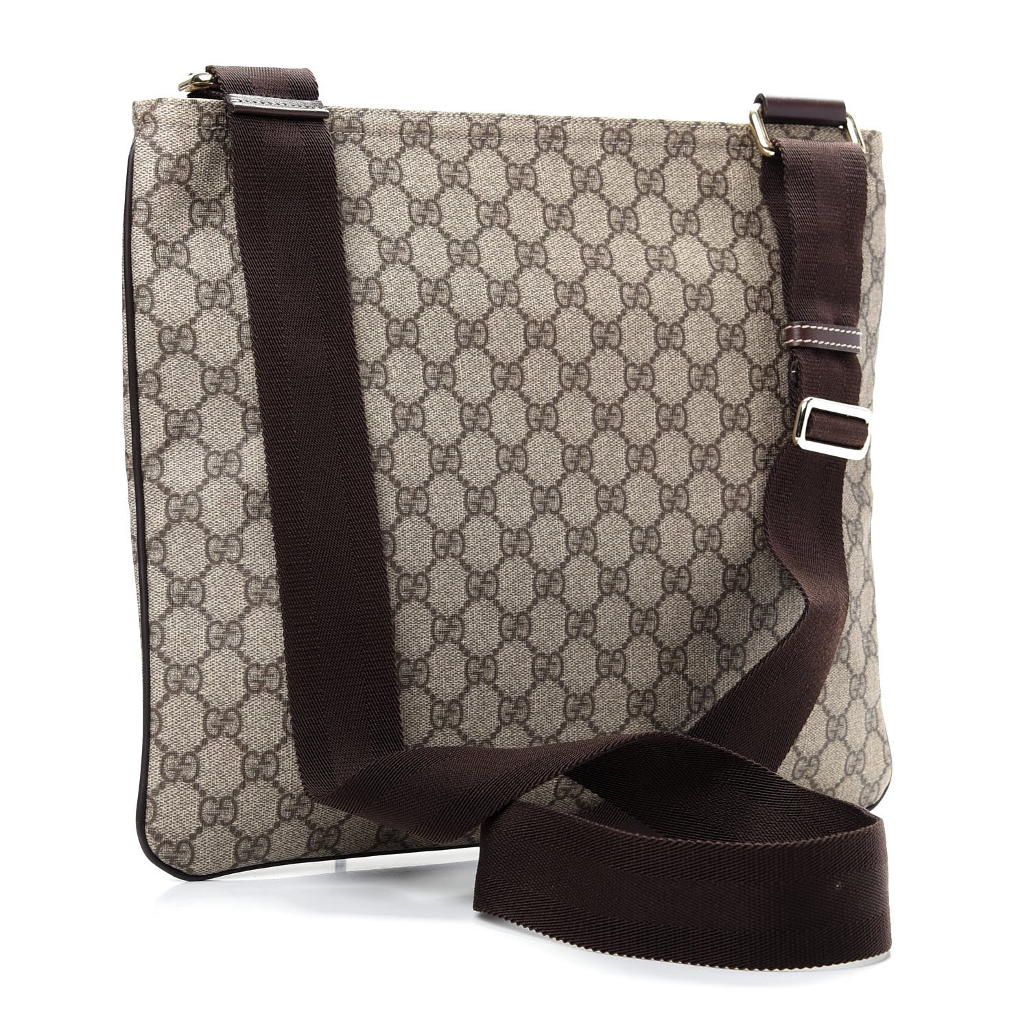 Gucci GG Supreme Monogram Medium Flat Messenger Bag Dark Brown 3 of 10