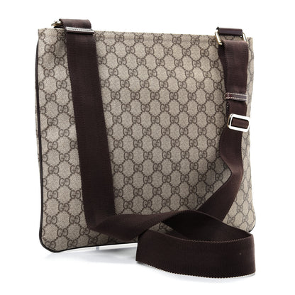 Gucci GG Supreme Monogram Medium Flat Messenger Bag Dark Brown 3 of 10