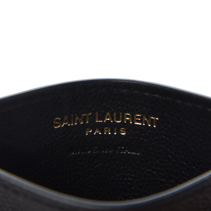 Saint Laurent Grain De Poudre Matelasse Chevron Monogram Credit Card Case Black 5 of 6