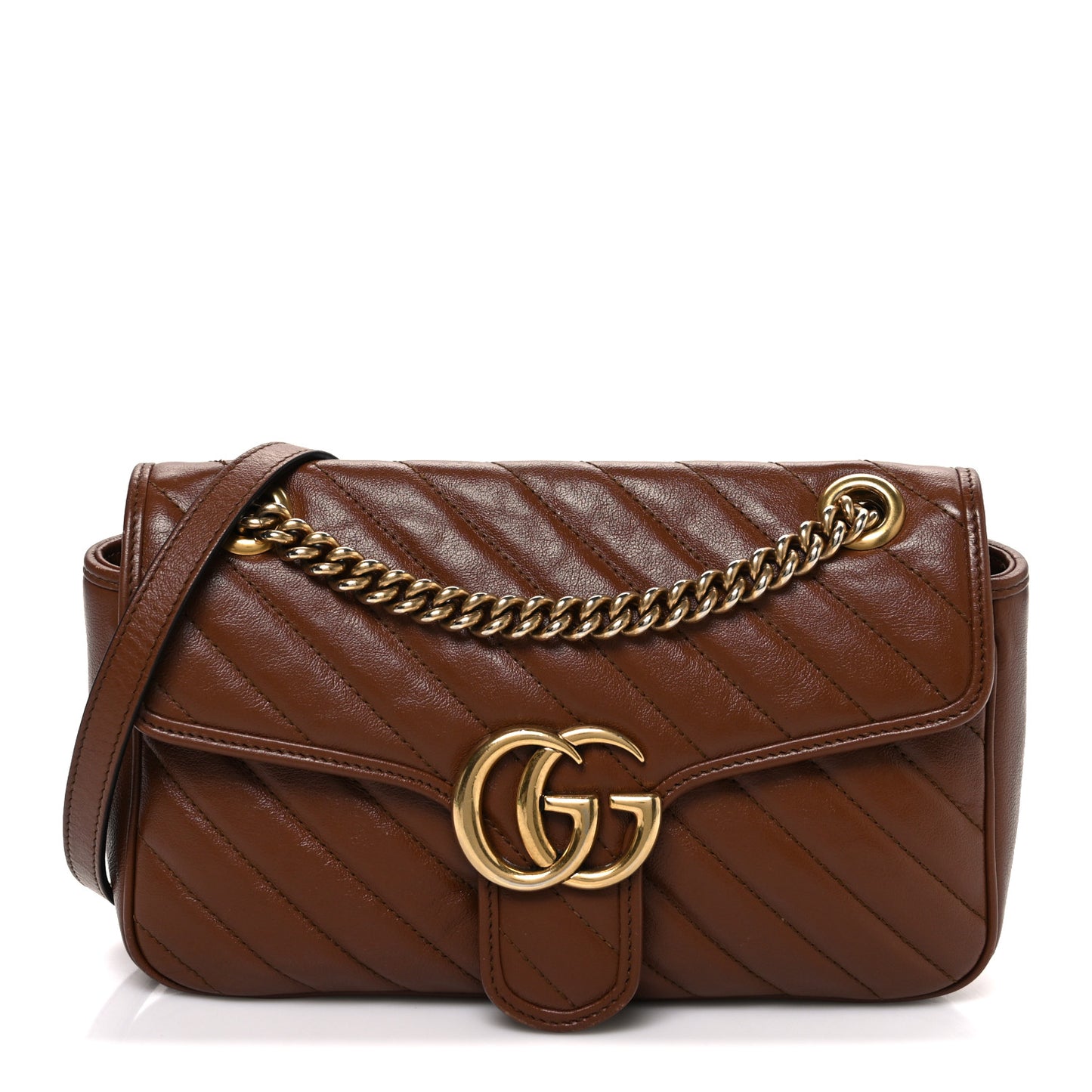 Azalea Calfskin Matelasse Diagonal Small GG Marmont Shoulder Bag Cuir