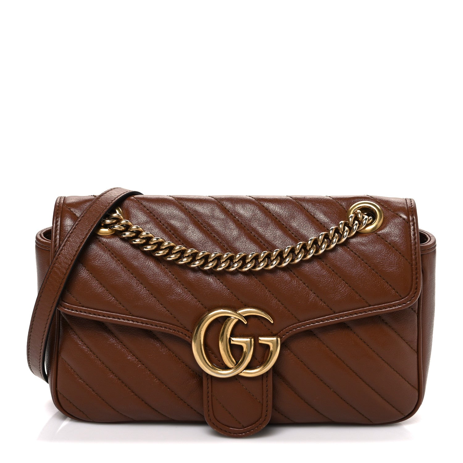 Gucci Azalea Calfskin Matelasse Diagonal Small GG Marmont Shoulder Bag Cuir 1 of 12