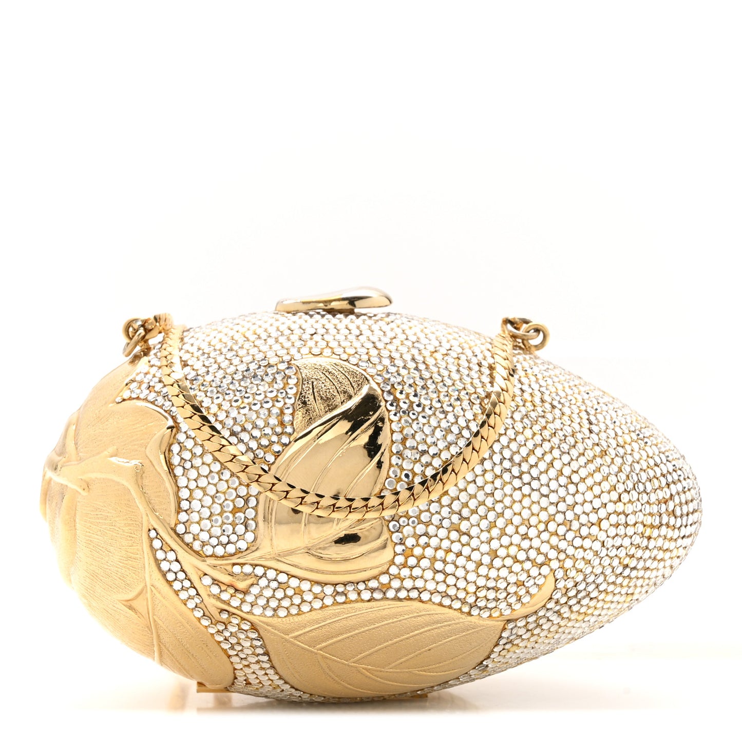 Crystal Egg Minaudiere Clutch Gold