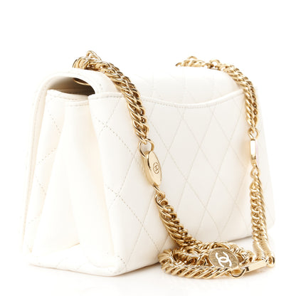 Chanel Calfskin Quilted Enamel Chain Flap White 3 of 12