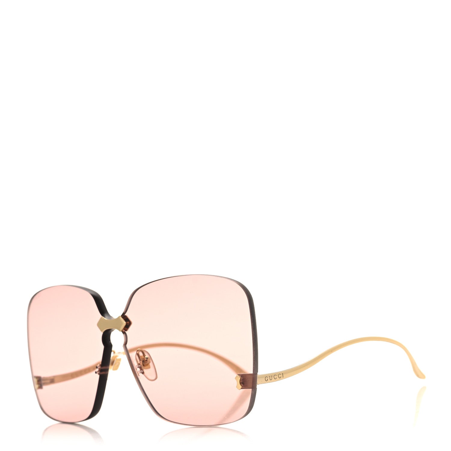 Gucci Rimless Sunglasses GG0352S Gold Flash Pink 1 of 8