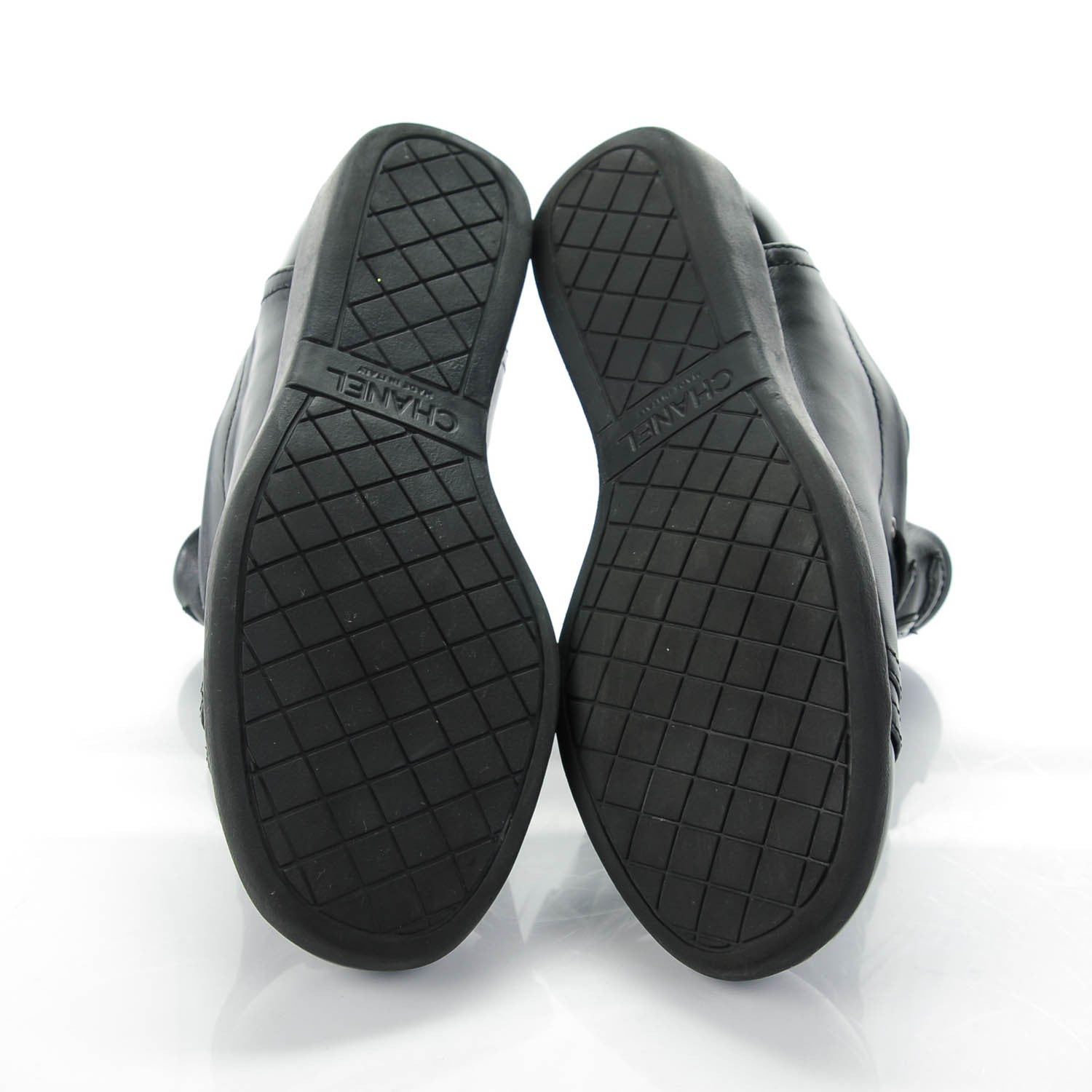 Chanel Leather Patent Cap Toe CC Sneakers 37 Black 5 of 7
