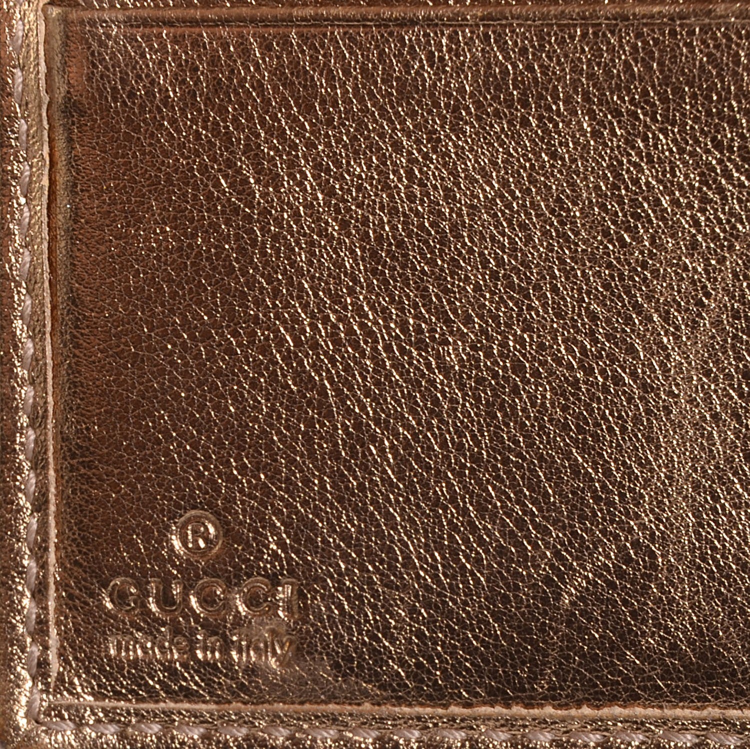 Gucci Crystal Monogram Metal Bar French Flap Wallet Metallic Gold 7 of 9