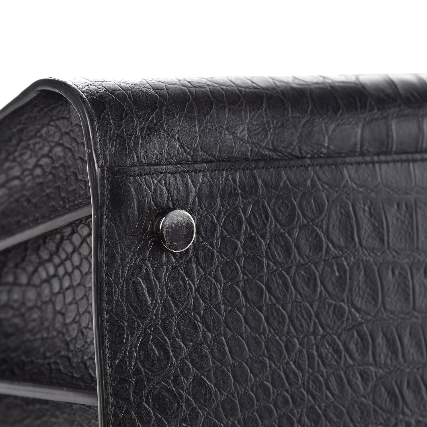 Saint Laurent Calfskin Crocodile Embossed Large Sac De Jour Carryall Black 9 of 14