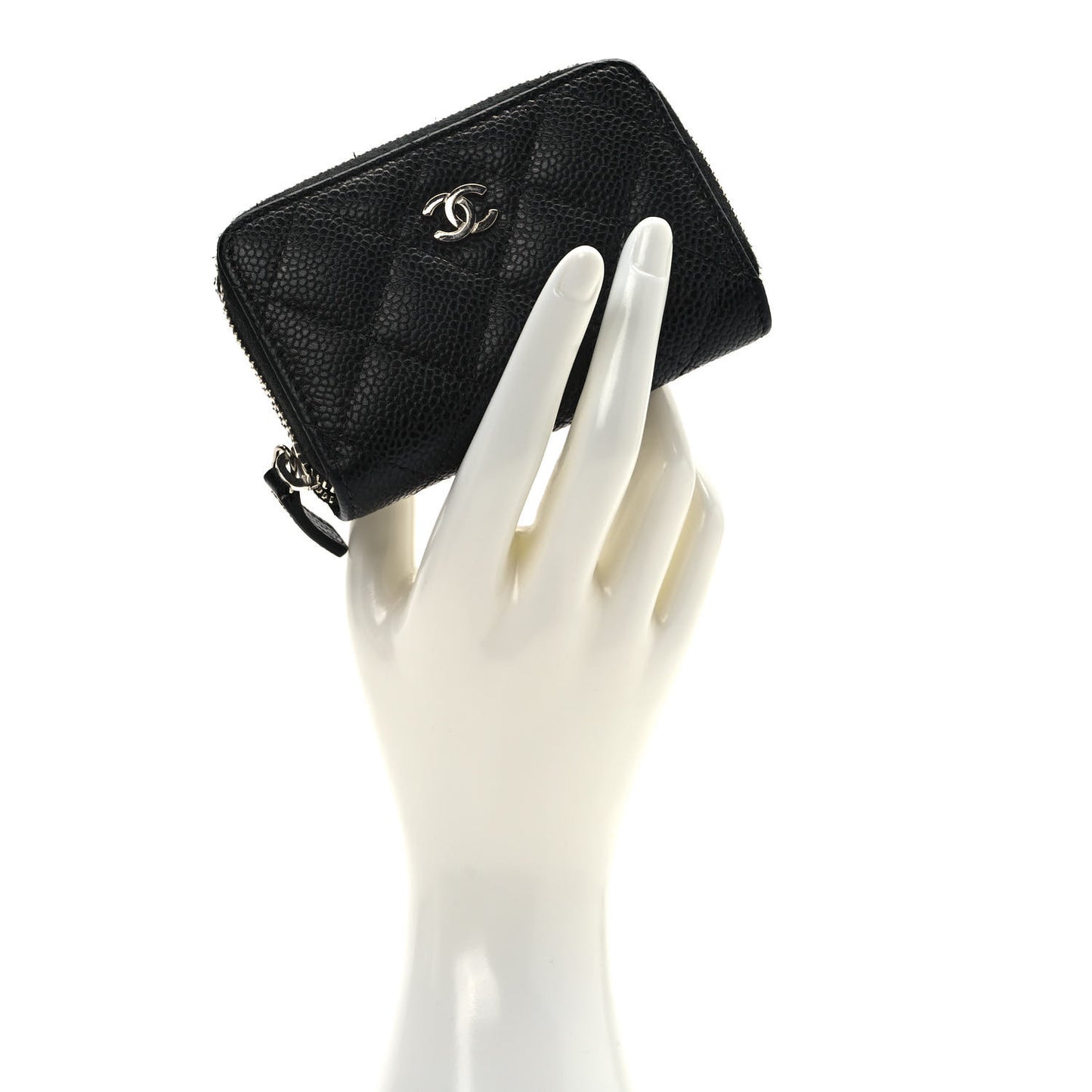 Caviar Quilted Zip Coin Purse Black