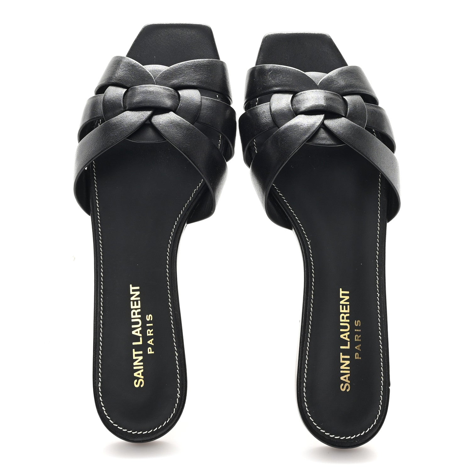 Saint Laurent Calfskin Tribute 05 Slide Sandals 36.5 Black 3 of 11