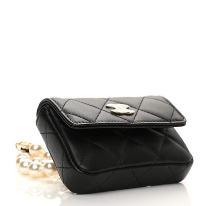Chanel Lambskin Quilted Pearl Chain Belt Bag Black 4 of 11