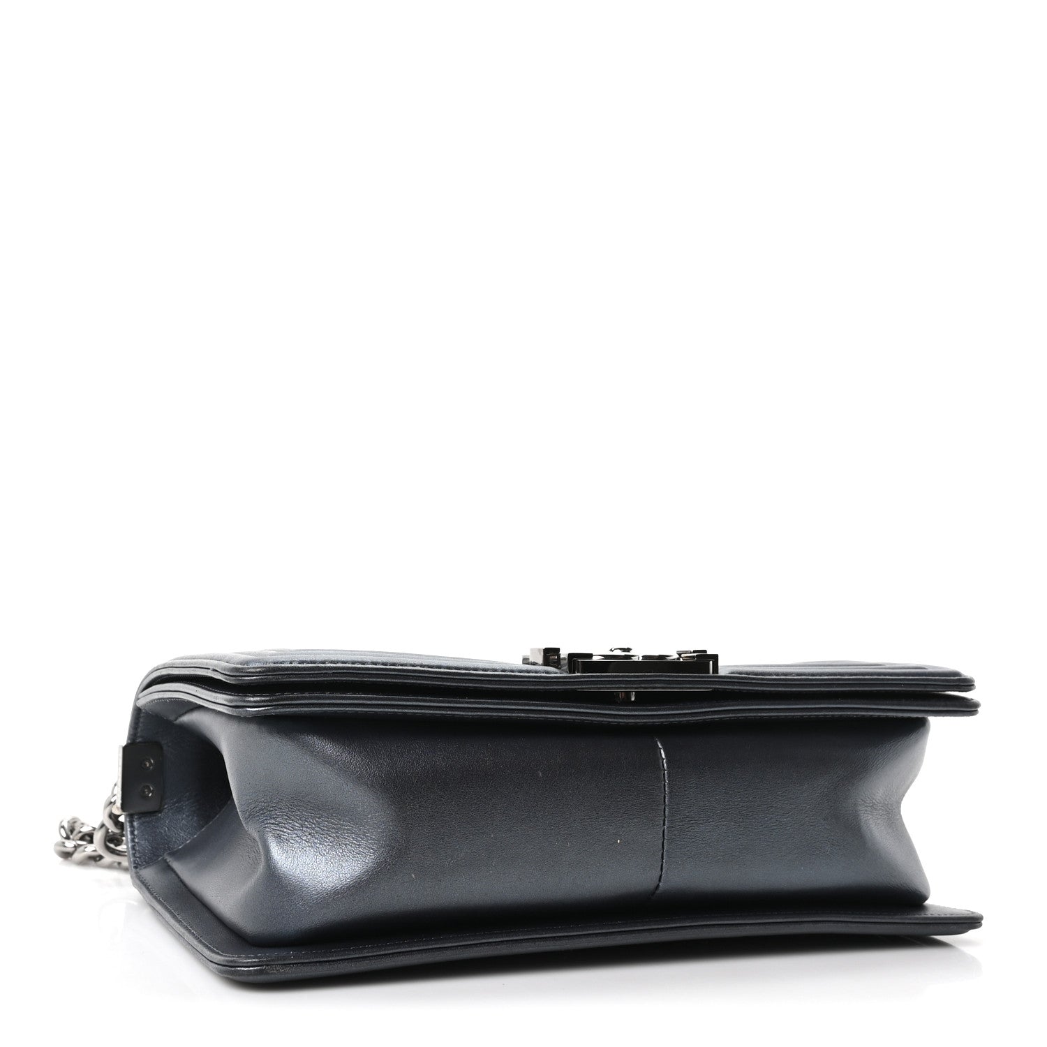 Chanel Metallic Calfskin Crystal Medium Boy Flap Dark Silver 4 of 10