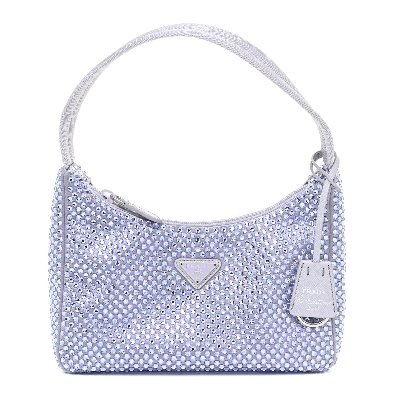 Prada Satin Crystal Mini Re-Edition 2000 Bag Glicine 1 of 10