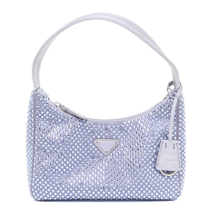 Prada Satin Crystal Mini Re-Edition 2000 Bag Glicine 1 of 10