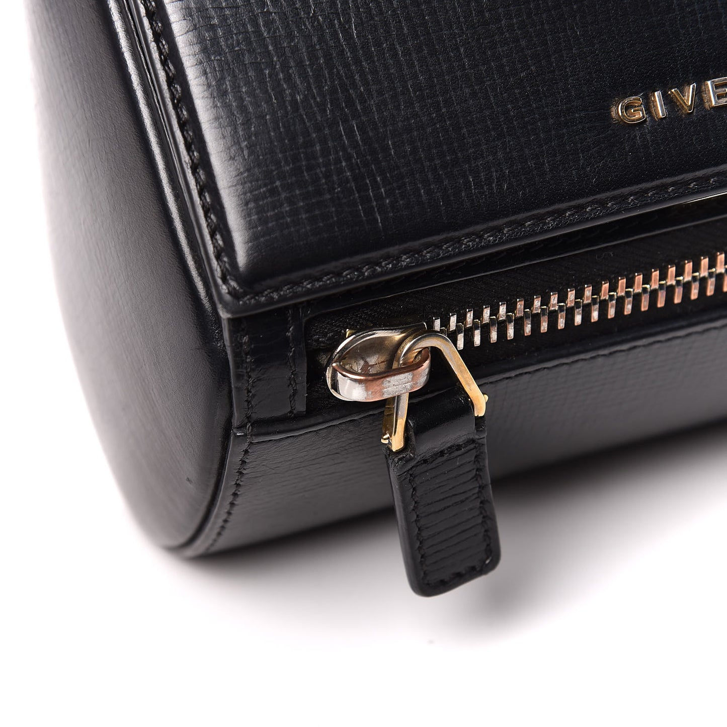 Textured Calfskin Mini Pandora Box Crossbody Bag Black