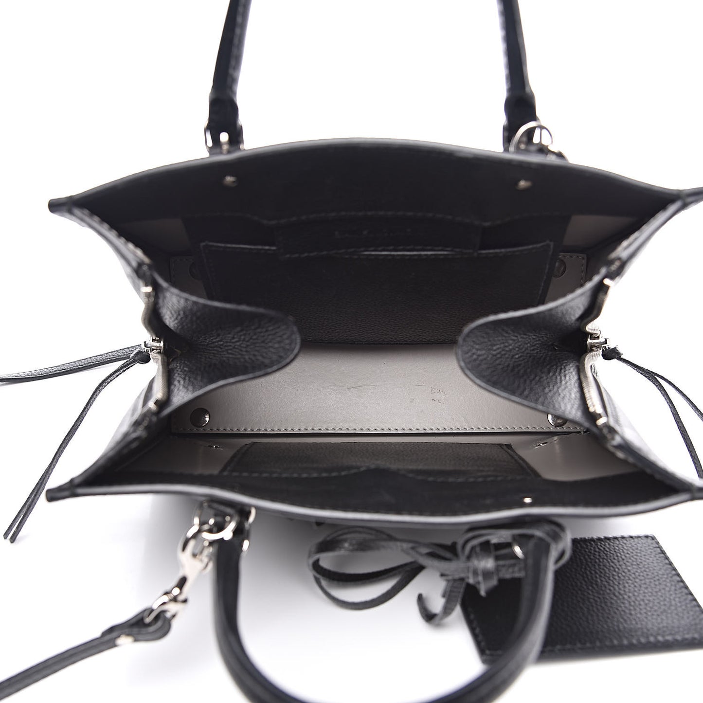 Grained Calfskin Papier Mini A4 Zip Around Tote Black