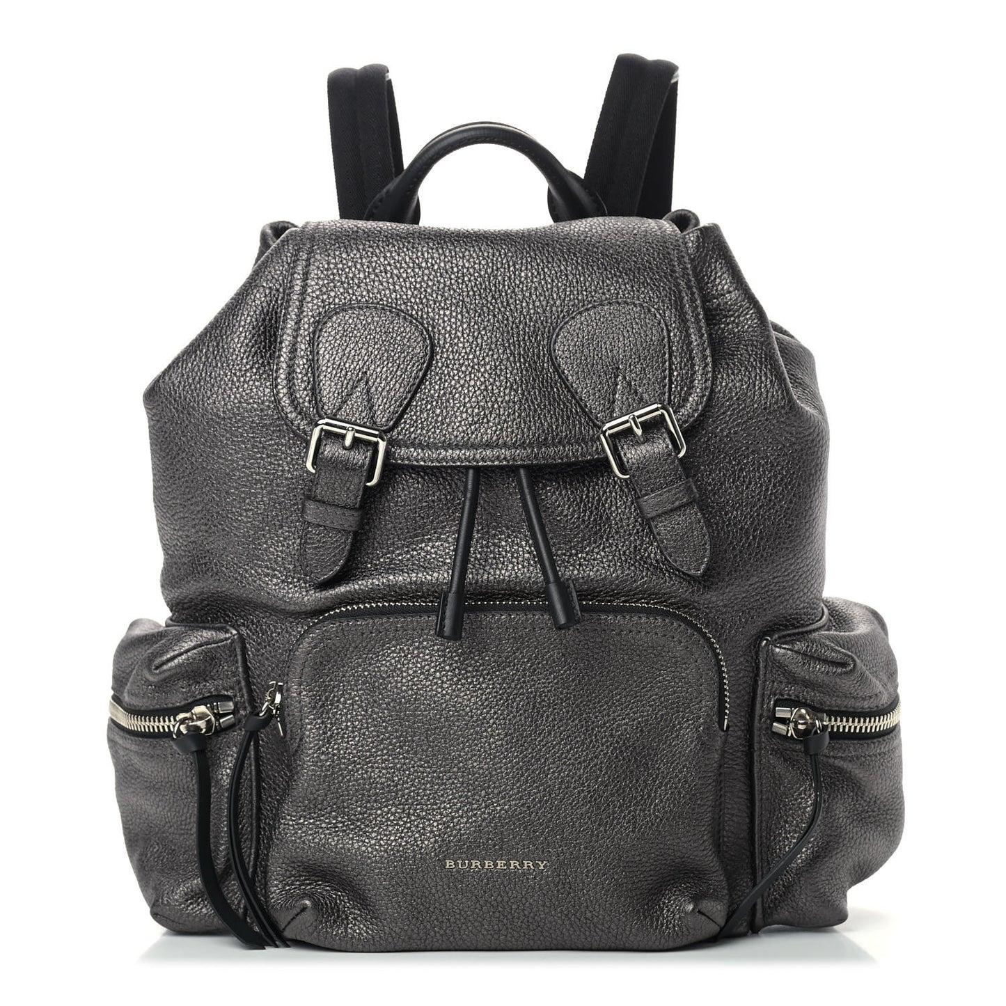 Metallic Deerskin Medium Rucksack Backpack Dark Grey