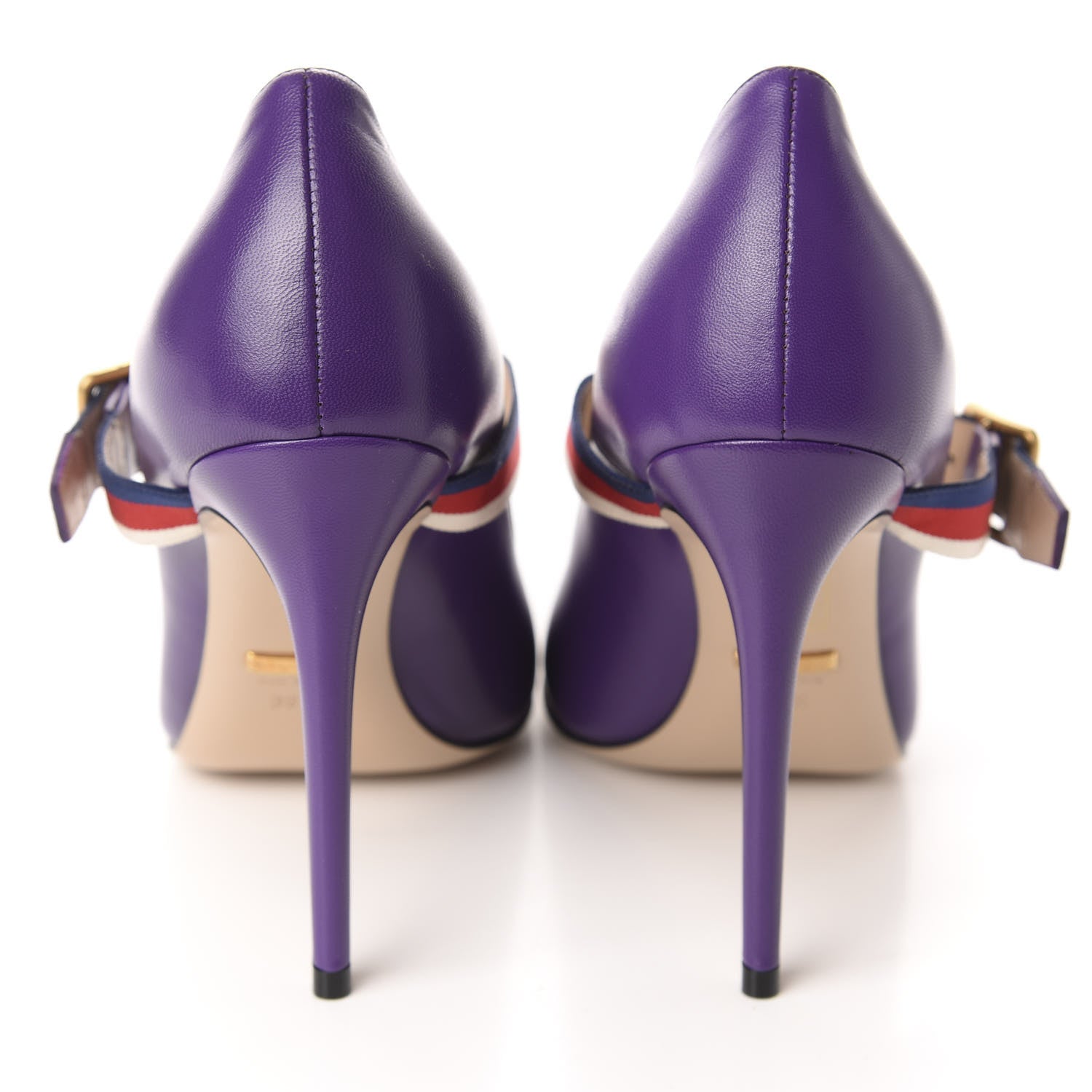 Gucci Malaga Kid Sylvie High Heel Pumps 39.5 Shine Purple 5 of 10