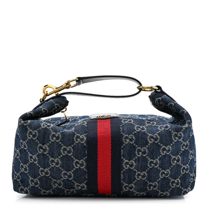Gucci Denim GG Monogram Web Medium Vanity Blue 1 of 11