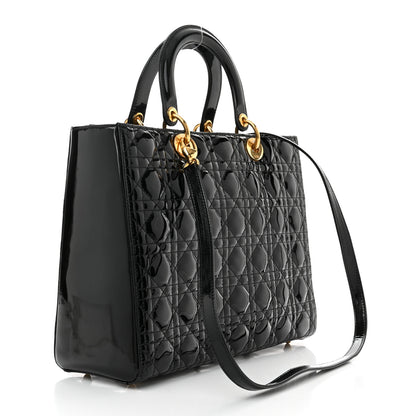 Christian Dior Patent Cannage Large Lady Dior Black 2 of 11