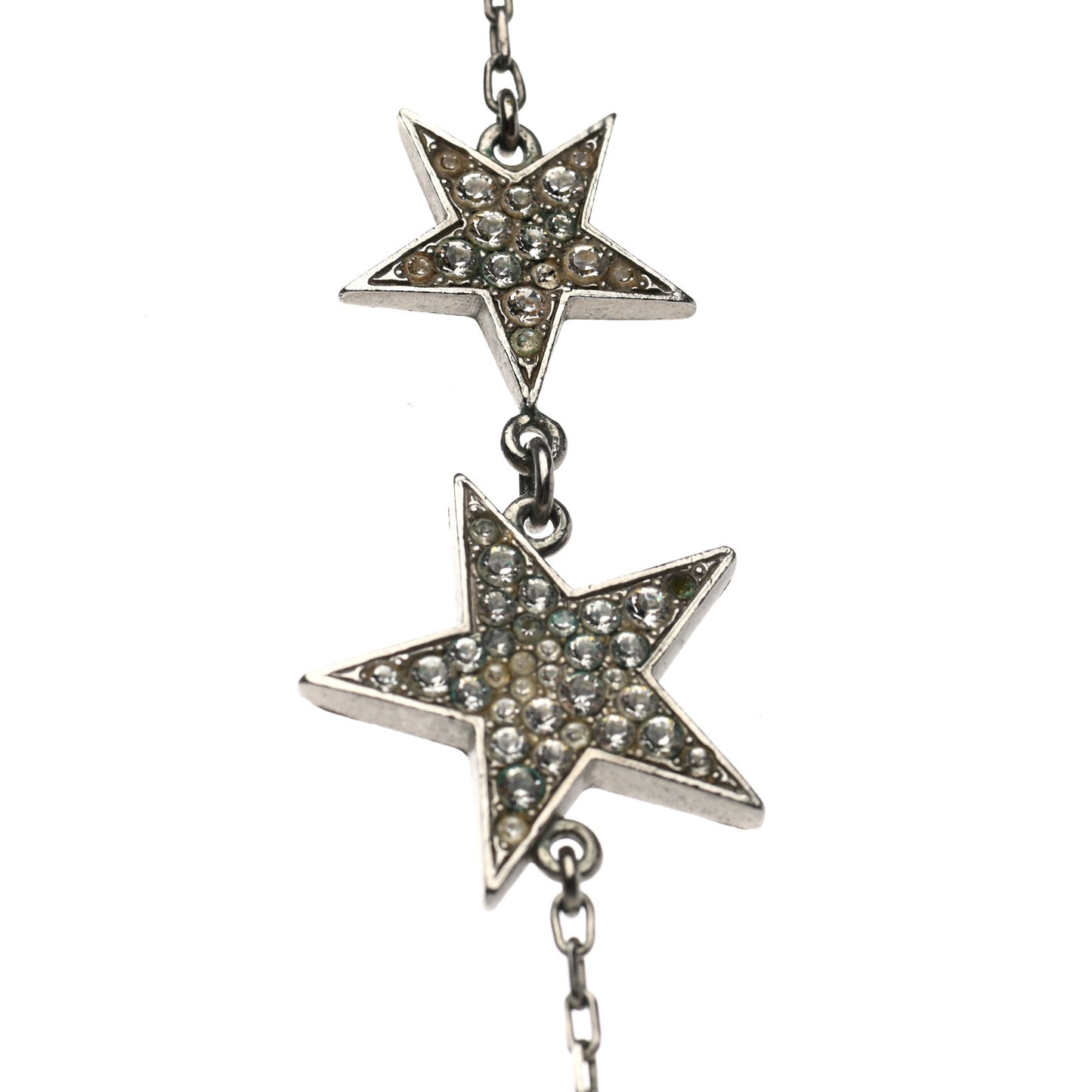 Crystal Star CC Long Necklace Silver