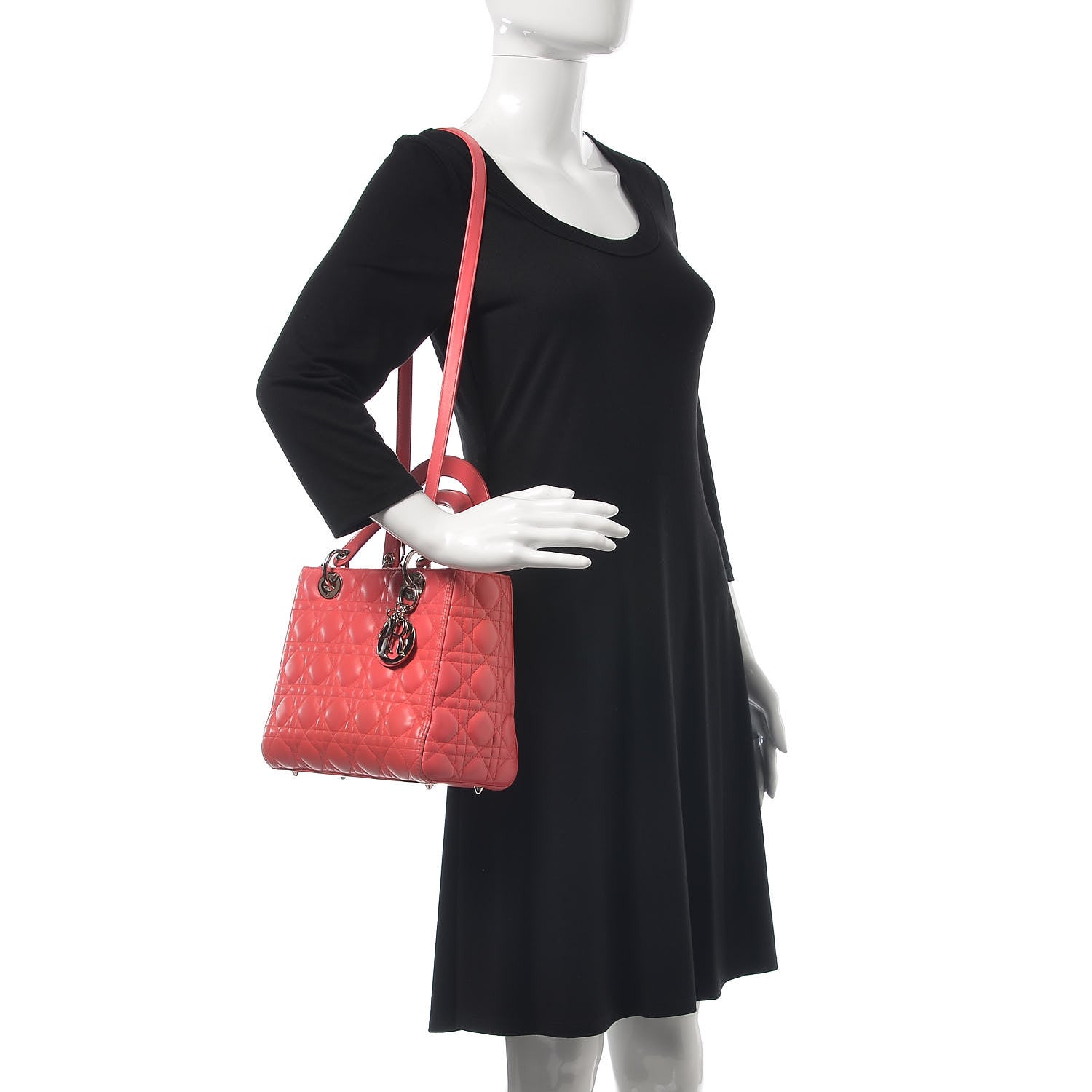Christian Dior Lambskin Cannage Medium Lady Dior Pink 2 of 17