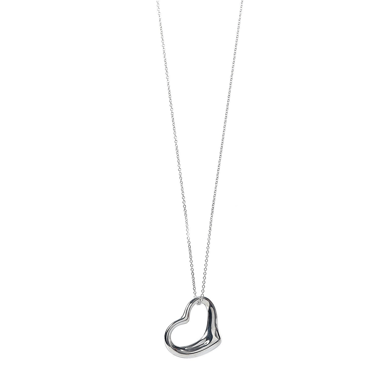 Tiffany Sterling Silver 36mm Elsa Peretti Open Heart Pendant Necklace 1 of 9