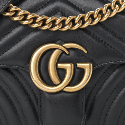 Gucci Calfskin Matelasse Mini GG Marmont Shoulder Bag Black 8 of 10