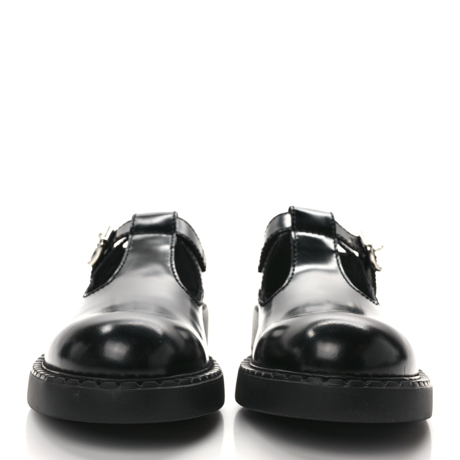 Prada Spazzolato Mens Mary Jane T Strap 40mm Loafers 9 Black 2 of 9