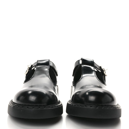 Prada Spazzolato Mens Mary Jane T Strap 40mm Loafers 9 Black 2 of 9