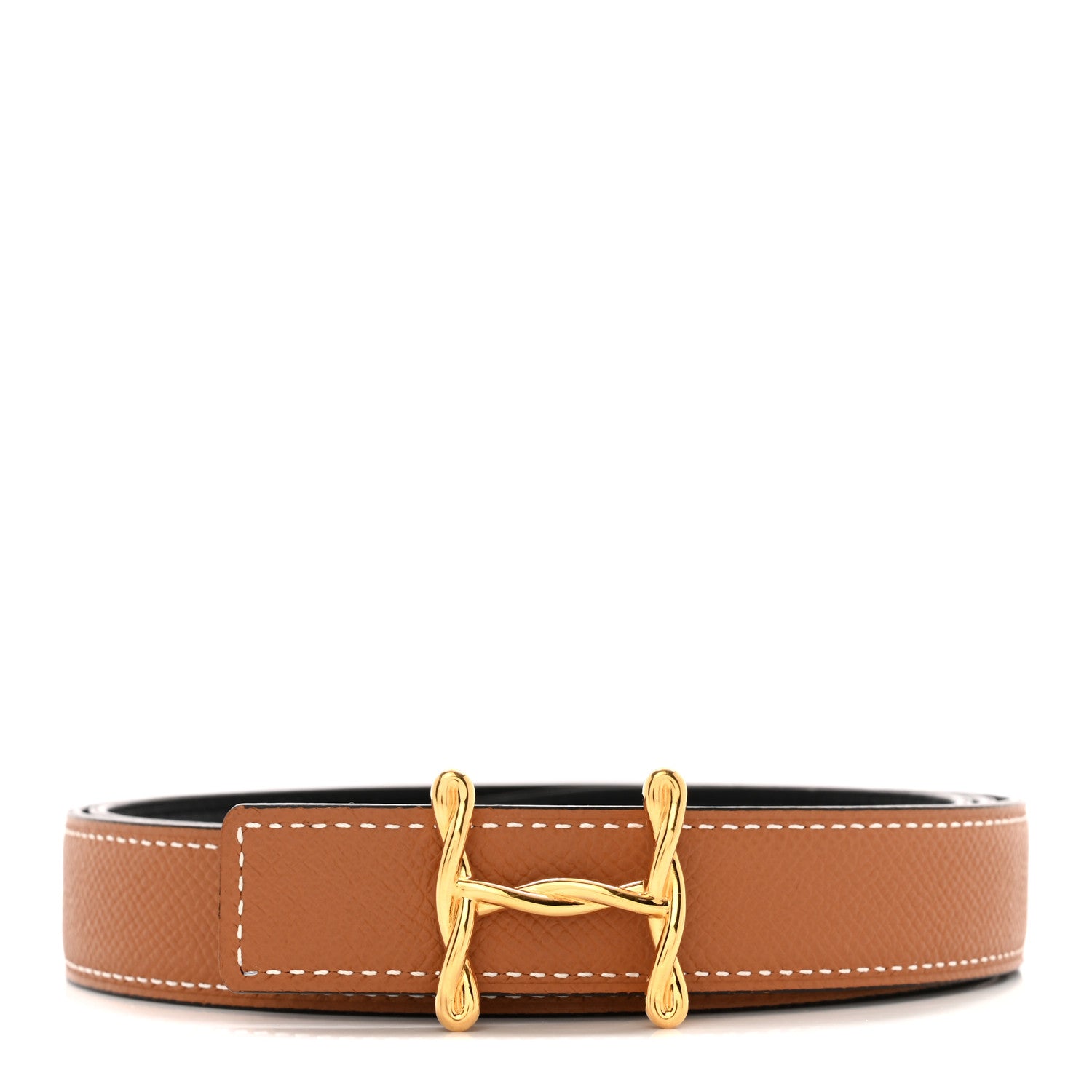 Hermes Swift Epsom 24mm H Torsade Belt 95 Black Gold 1 of 7