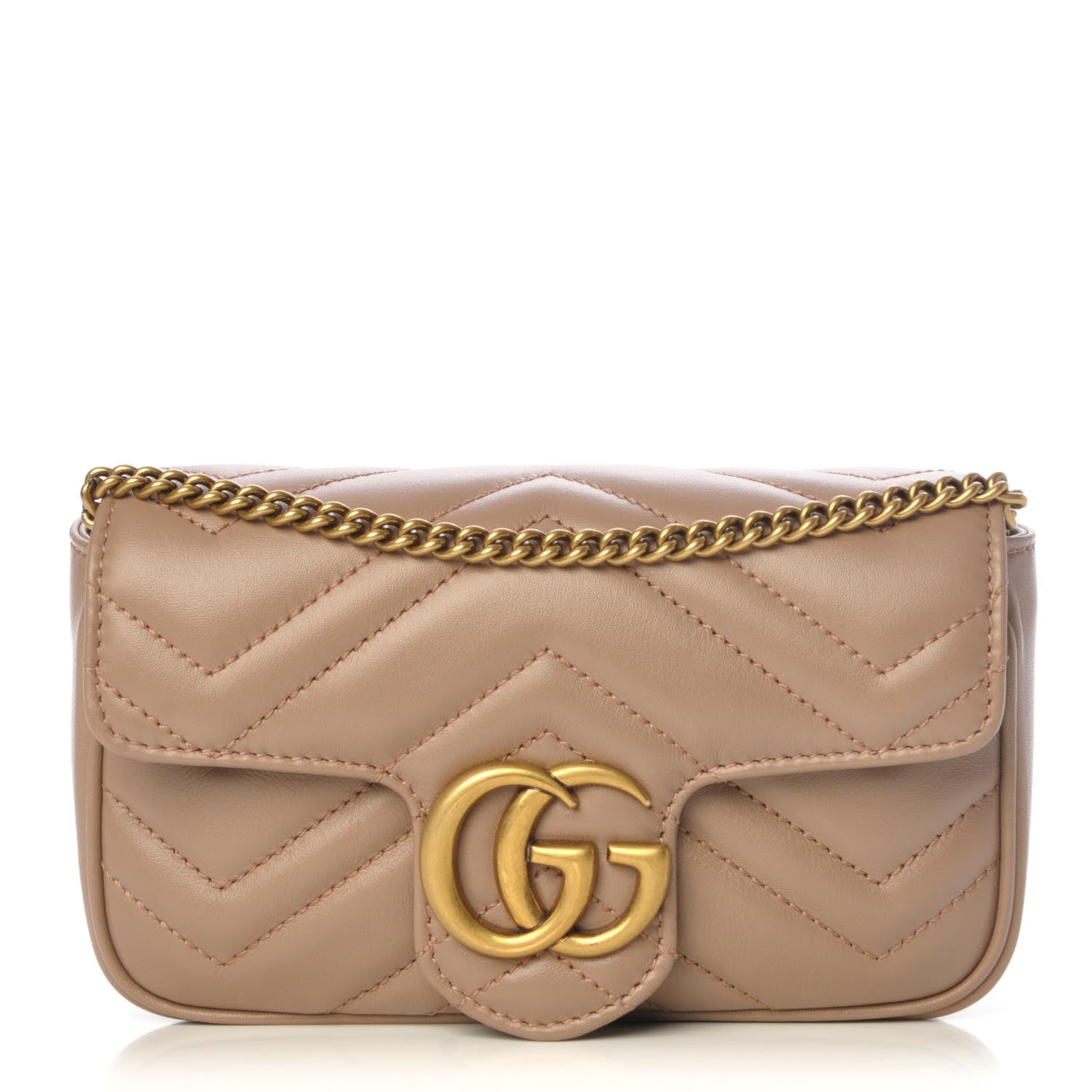 Gucci Calfskin Matelasse Super Mini GG Marmont Shoulder Bag Porcelain Rose 1 of 8