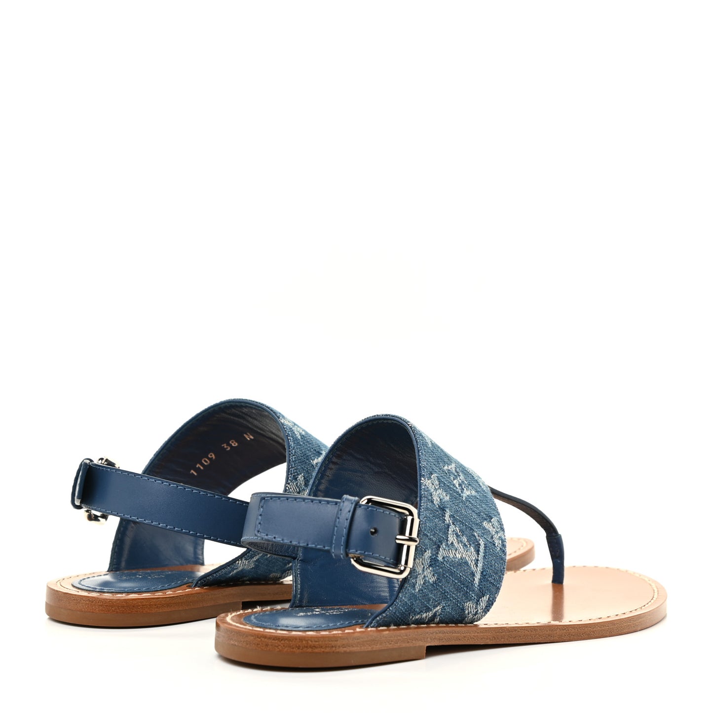 Monogram Denim Starboard Flat Thong Sandal 38 Blue