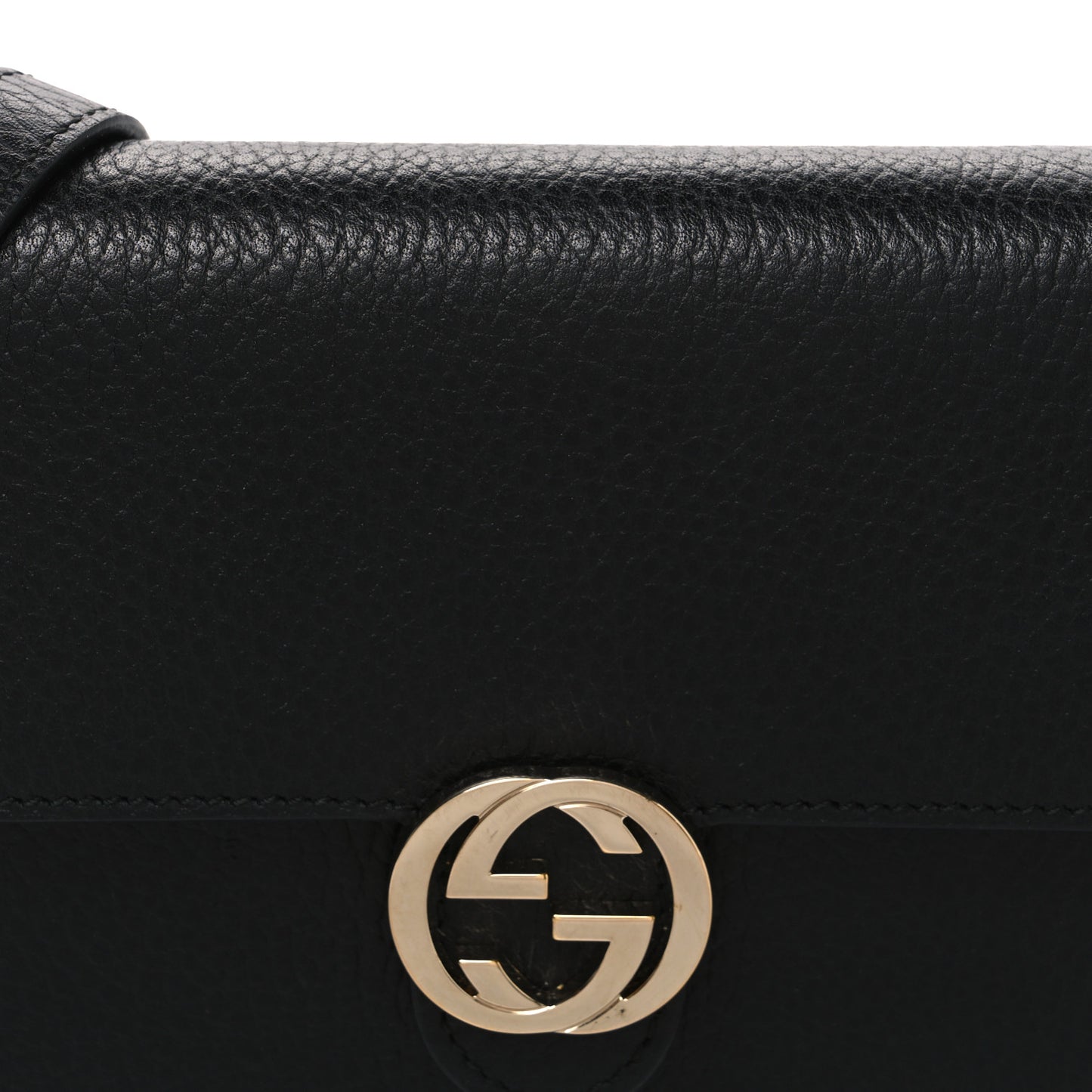 Dollar Calfskin Interlocking G Chain Wallet Black