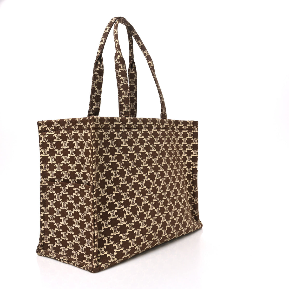 Celine Canvas Calfskin Triomphe Print Large Cabas Thais Brown 2 of 11