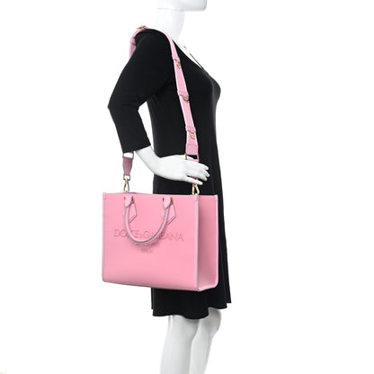 Dolce & Gabbana Canvas Embroidered Logo Shopper Tote Pink 2 of 9