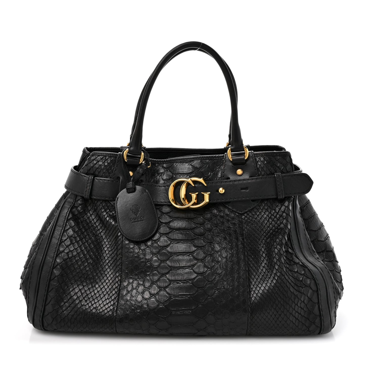 Snakeskin Large GG Running Tote Black