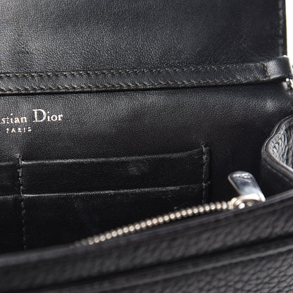 Christian Dior Grained Calfskin Diorama Wallet on Chain Pouch Black 7 of 18