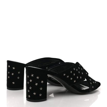 Saint Laurent Velvet Star Mules 40.5 Black 4 of 8