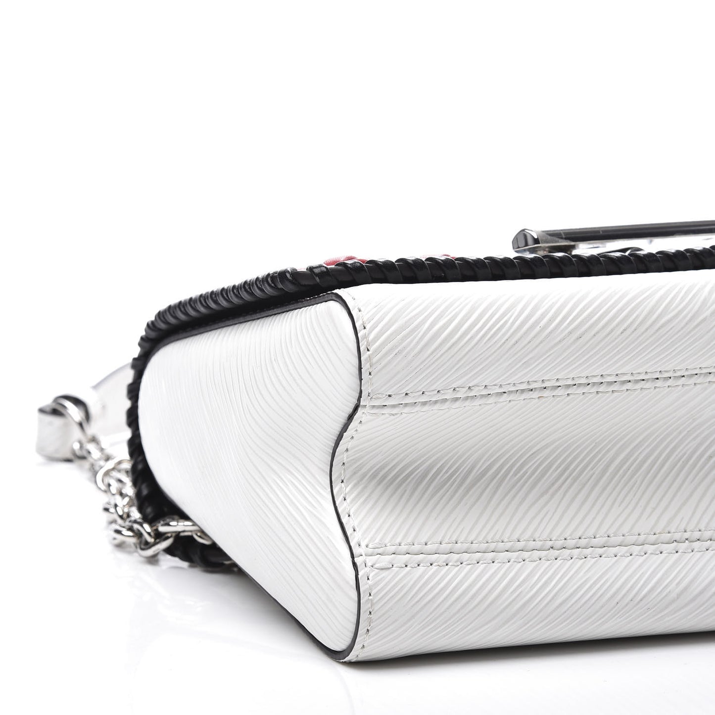 Epi Embroidered Twist Shoulder Bag PM White