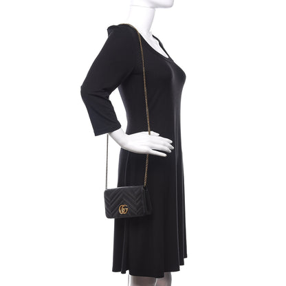 Gucci Calfskin Matelasse GG Marmont Mini Bag Black 2 of 15
